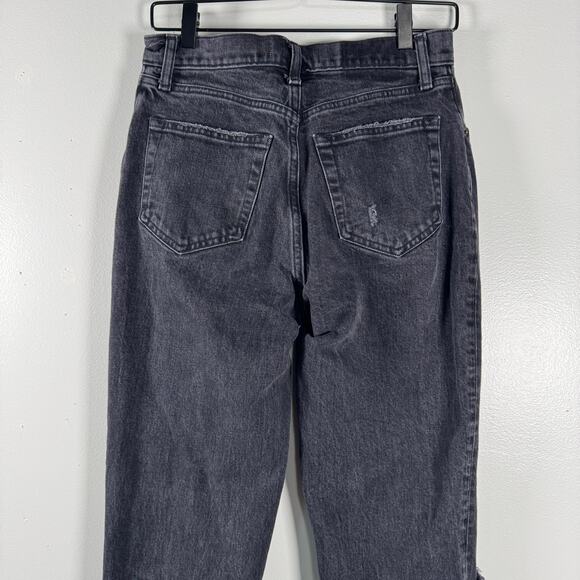 Abercrombie & Fitch Black The 90s Straight Jeans Ultra High Rise Distressed 27/4 - Picture 6 of 11